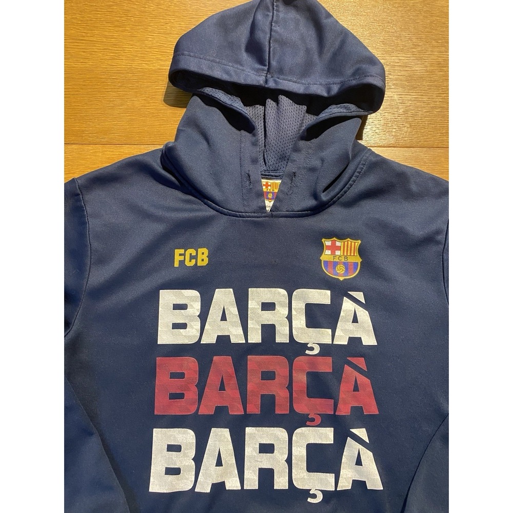 FC Barcelona BARCA‎ Soccer Hoodie Men's Size M Blue Hooded Sweatshirt FUTBOL
